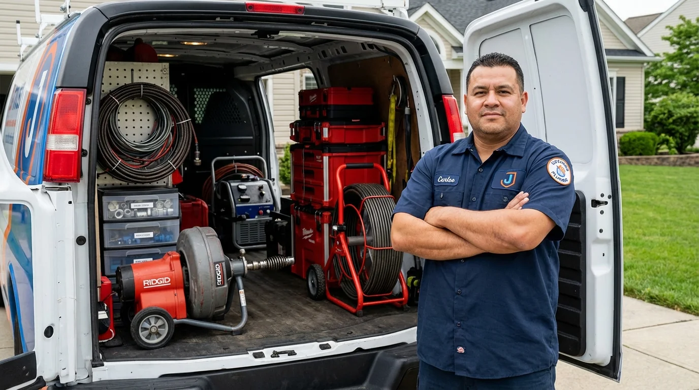 Professional drain cleaning equipment and Johns Plumbing LLC plumber in Grand Marais