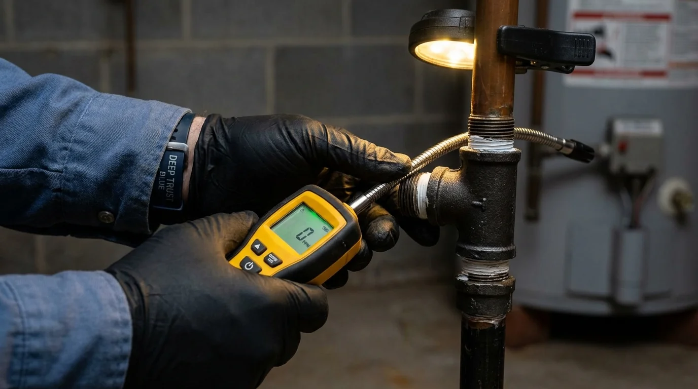 Gas leak detection with electronic sniffer by Johns Plumbing LLC in Grand Marais