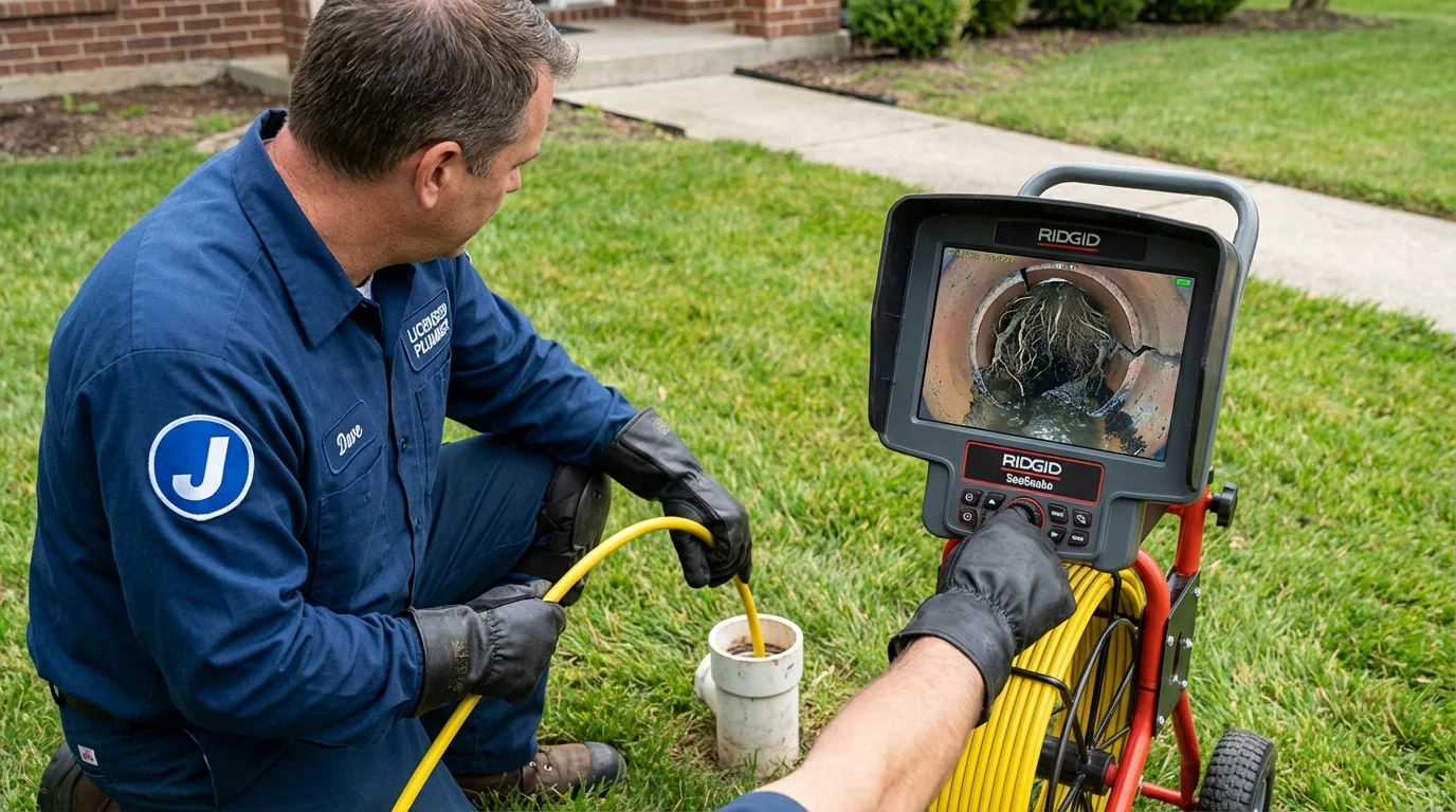 Sewer camera inspection being performed by Johns Plumbing LLC in Grand Marais